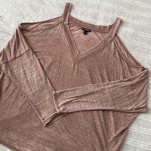 Pink shoulder cut out Top